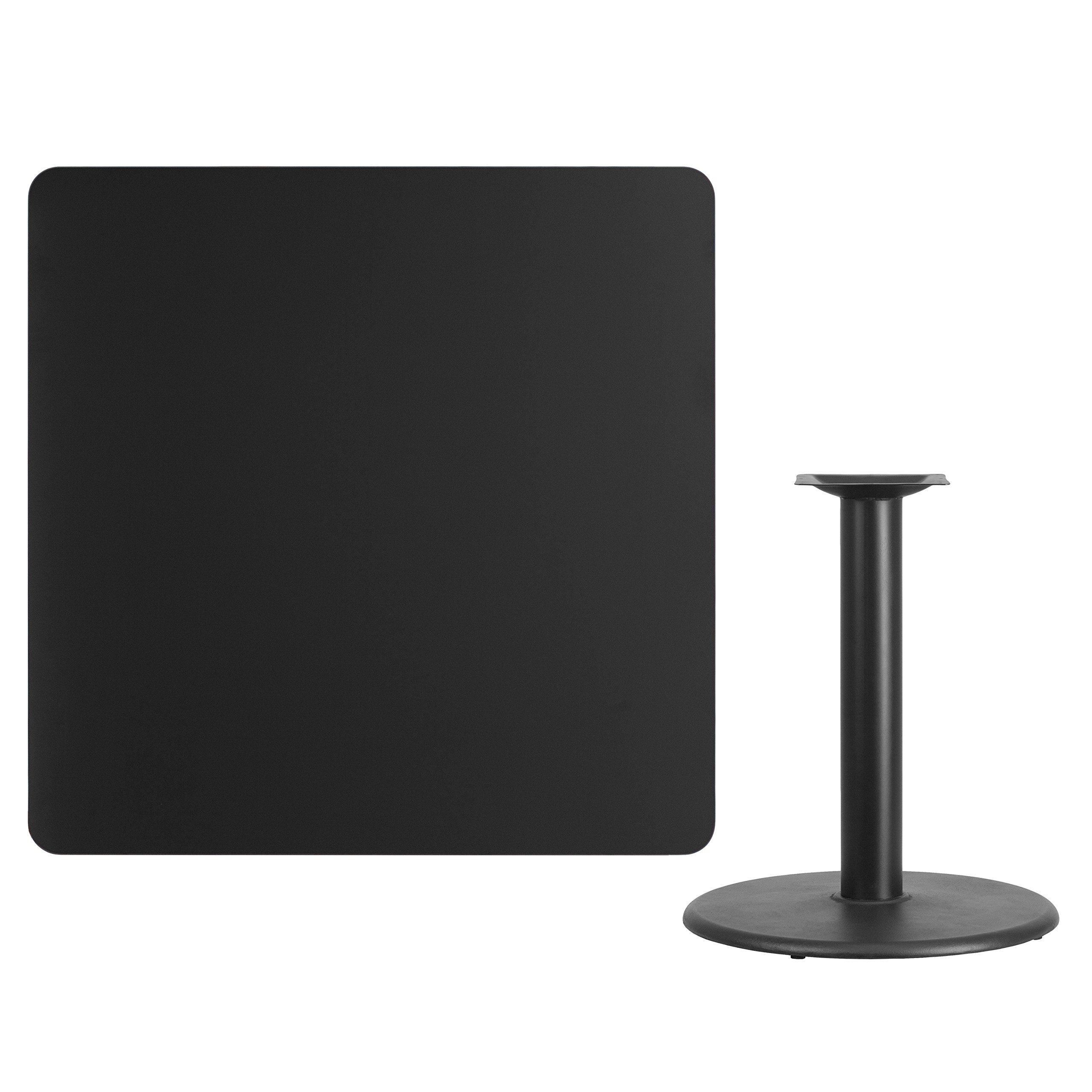 Flash Furniture Stiles 42'' Square Black Laminate Table Top with 24'' Round Table Height Base