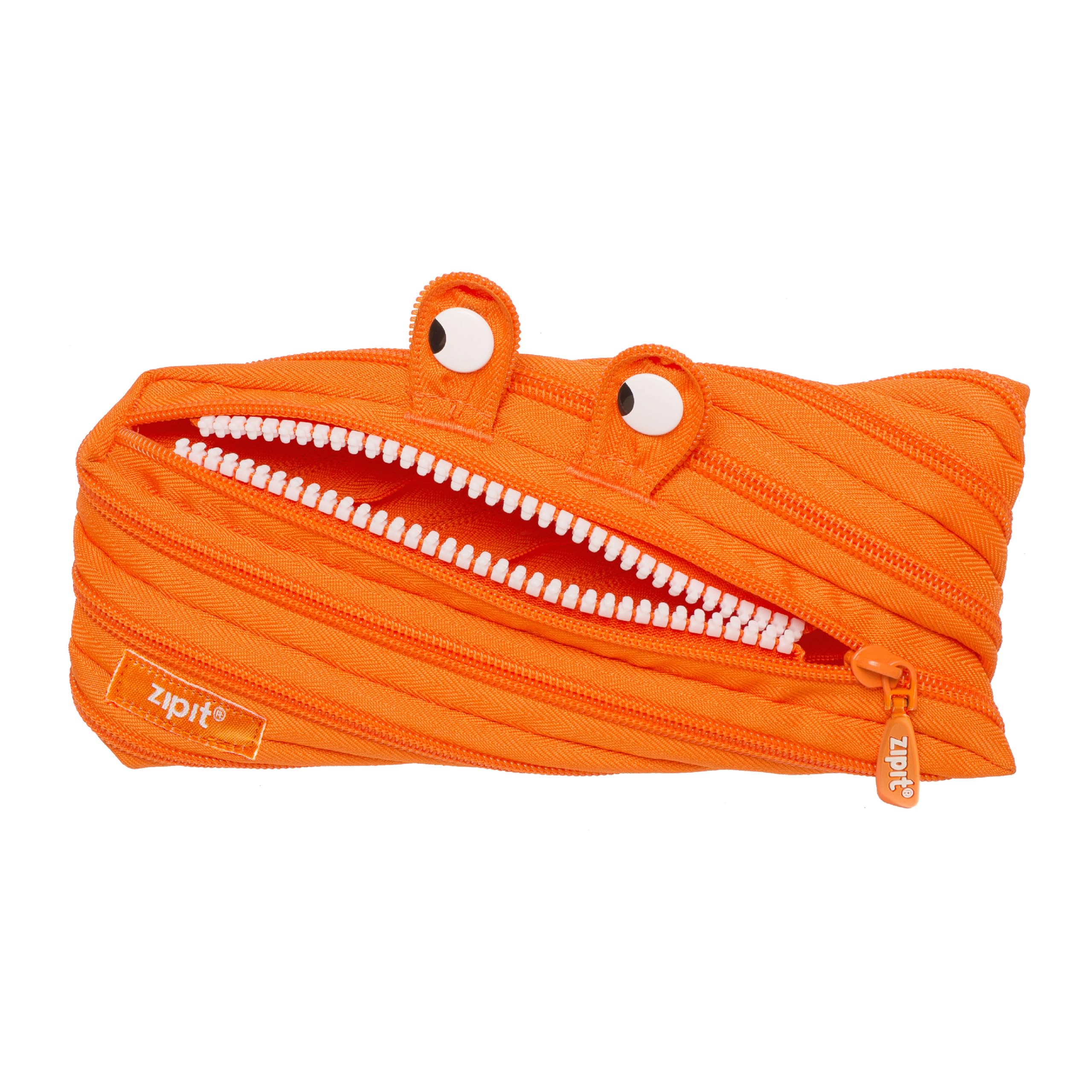 Zipit Monster Pencil Case For Kids | Pencil Pouch For School, College And Office | Pencil Bag For Kids (Orange)
