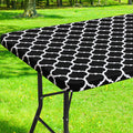 Smiry Rectangle Picnic Table Cover, Waterproof Elastic Fitted Camping Tablecloths for 8 Foot Tables, Wipeable Flannel Backed Vin