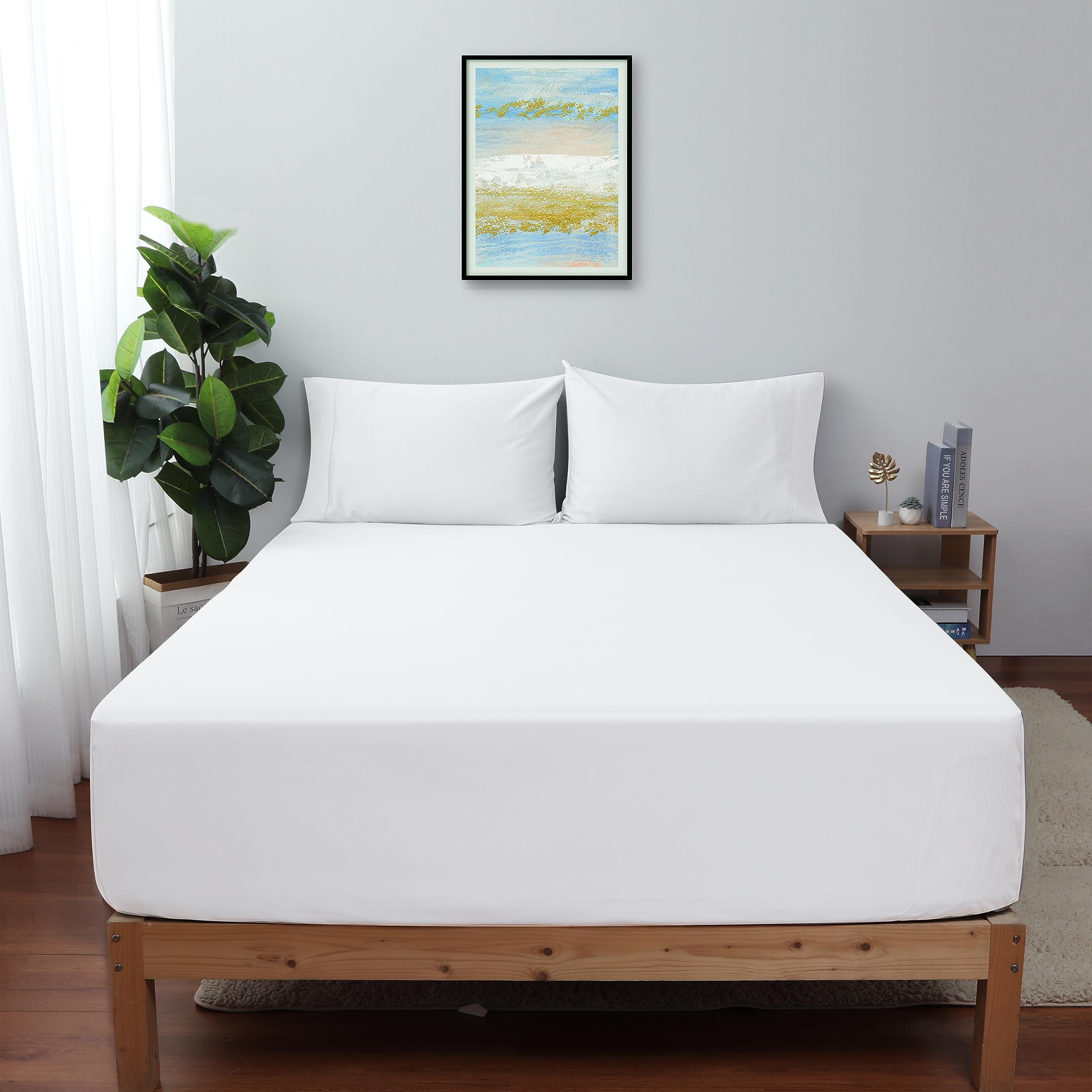 California King Size Fitted Sheet Only White, 100% Egyptian Cotton 600 Thread Count, 16'' Deep Pocket Premium Cotton Mattress Sh