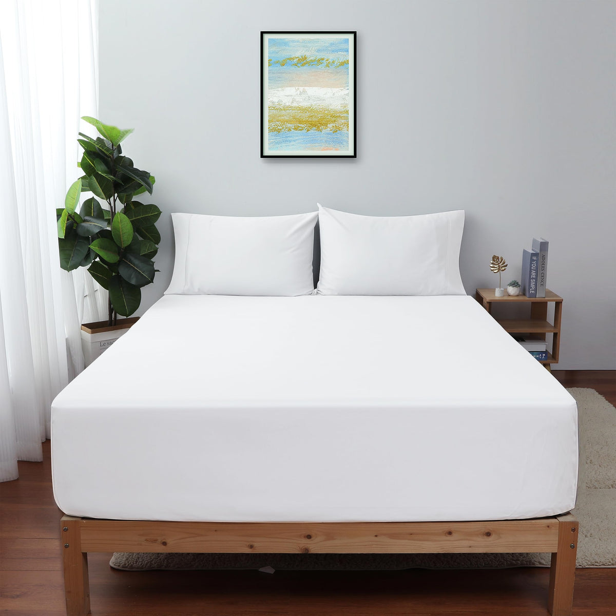 King Size Fitted Sheet Only White, 100% Egyptian Cotton 600 Thread Count, 16' Deep Pocket Premium Cotton Mattress Sheet (1 Bott