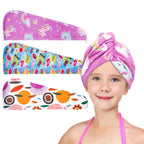 ELLEWIN Microfiber Hair Drying Towels for Kids, 3 Pack Wet Hair Towel Wrap Turban for Girls Children Women, Quick Dry Twisty Hai