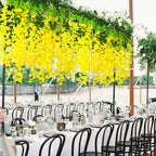 Aitisor 24 Pack Artificial Fake Wisteria Vine Ratta (3.75 Feet) Hanging Garland Silk Flowers String Home Party Wedding Decor (Ye