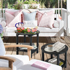 Lzrs Round Adirondack Side Table Double End Table, Outdoor Side Tables For Patio, Backyard,Pool, Indoor Companion, Easy Maintenance & Weather Resistant(Black)