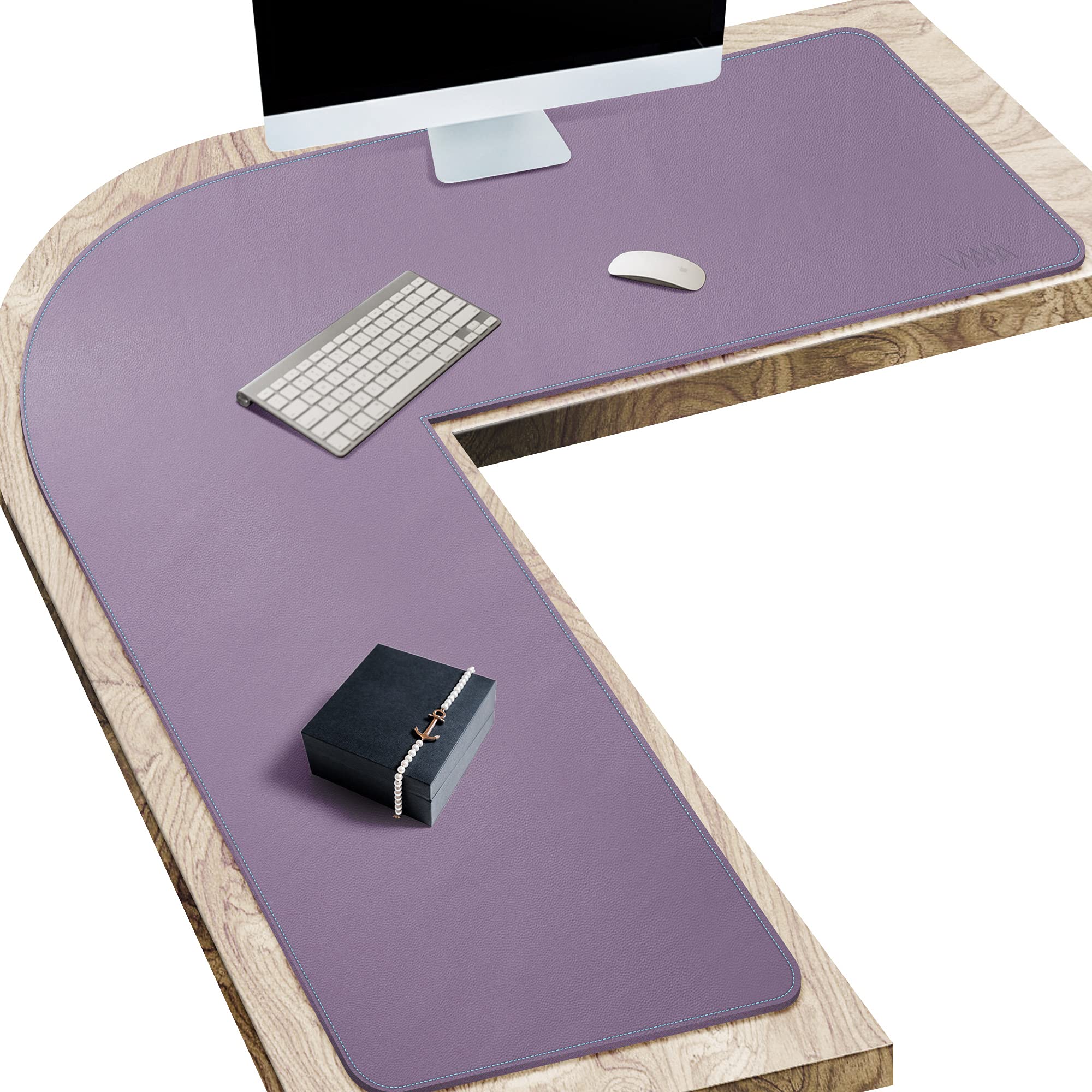 Vyaaa 51 Inch Large L-Shaped Leather Desk Pad Protector,Large Gaming Mouse Pad For Computer,Corner Desk Mat For Office And Home,