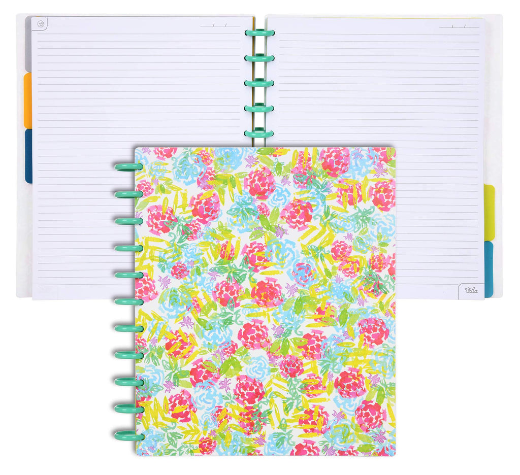 Talia Discbound Notebooks, Planner, Customizable, (Xwatercolor Bloom W/Celestial Turquoise Discs, Letter (8.5In X 11In))