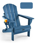 Ciokea Folding Adirondack Chair Wood Texture, Patio Adirondack Chair Weather Resistant, Plastic Fire Pit Chair with Cup Holder, 