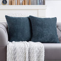 Anickal Midnight Blue Pillow Covers 18X18 Inch Set Of 2 Solid Rustic Farmhouse Decorative Throw Pillow Covers Square Cushion Cas