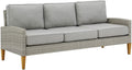 Crosley Furniture Capella Wicker Outdoor Sofa, 3-Person Patio Couch for Porch, Deck, Backyard, Acorn with Gray Cushions