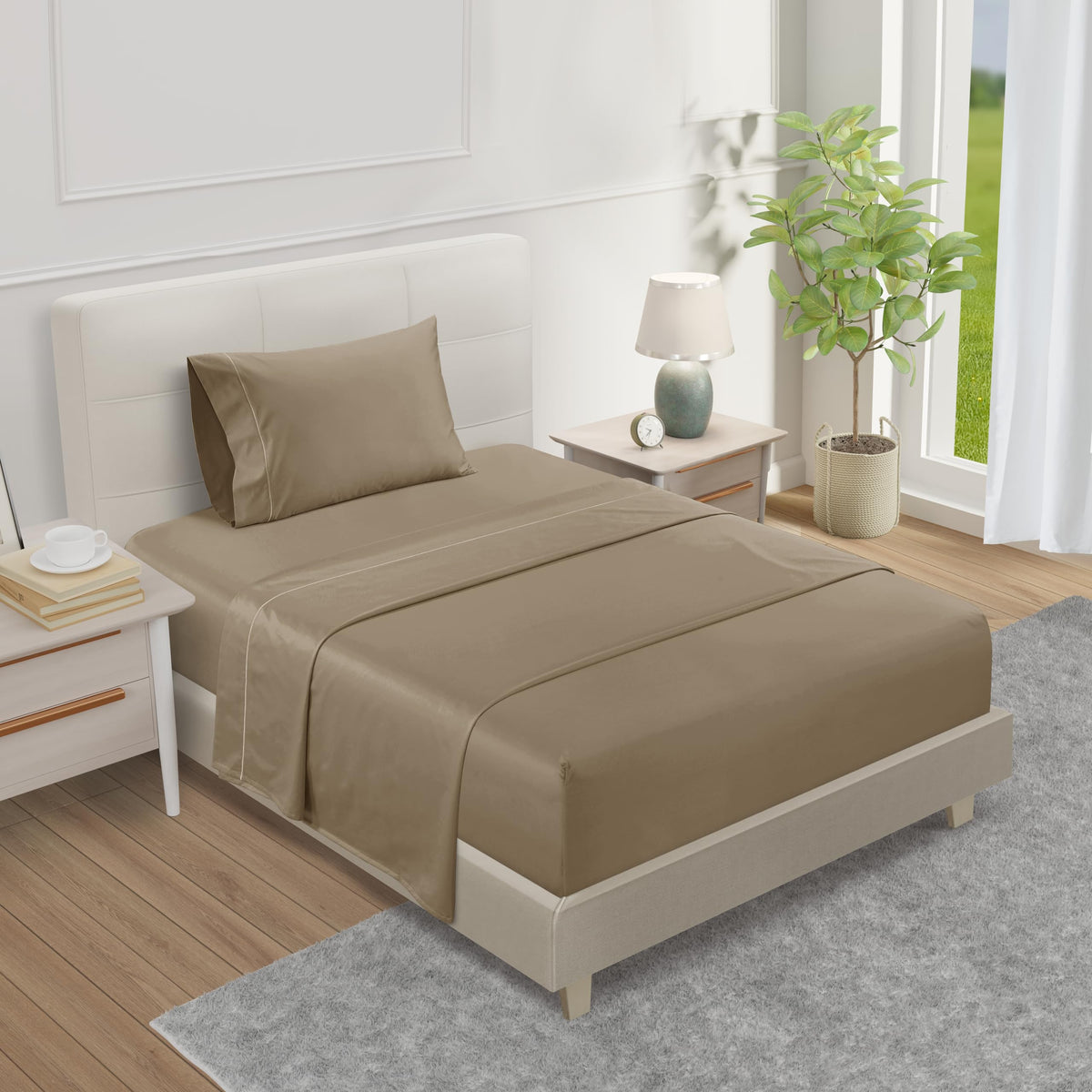 Chateau Home Collection Twin Sheet Set, 1000 Thread Count Sheets Twin Size Cotton, Deep Pocket Twin Sheets Cotton Bedding Sheets