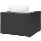 Modway Convene Wicker Rattan Outdoor Patio Arm Chair with Cushions in Espresso White