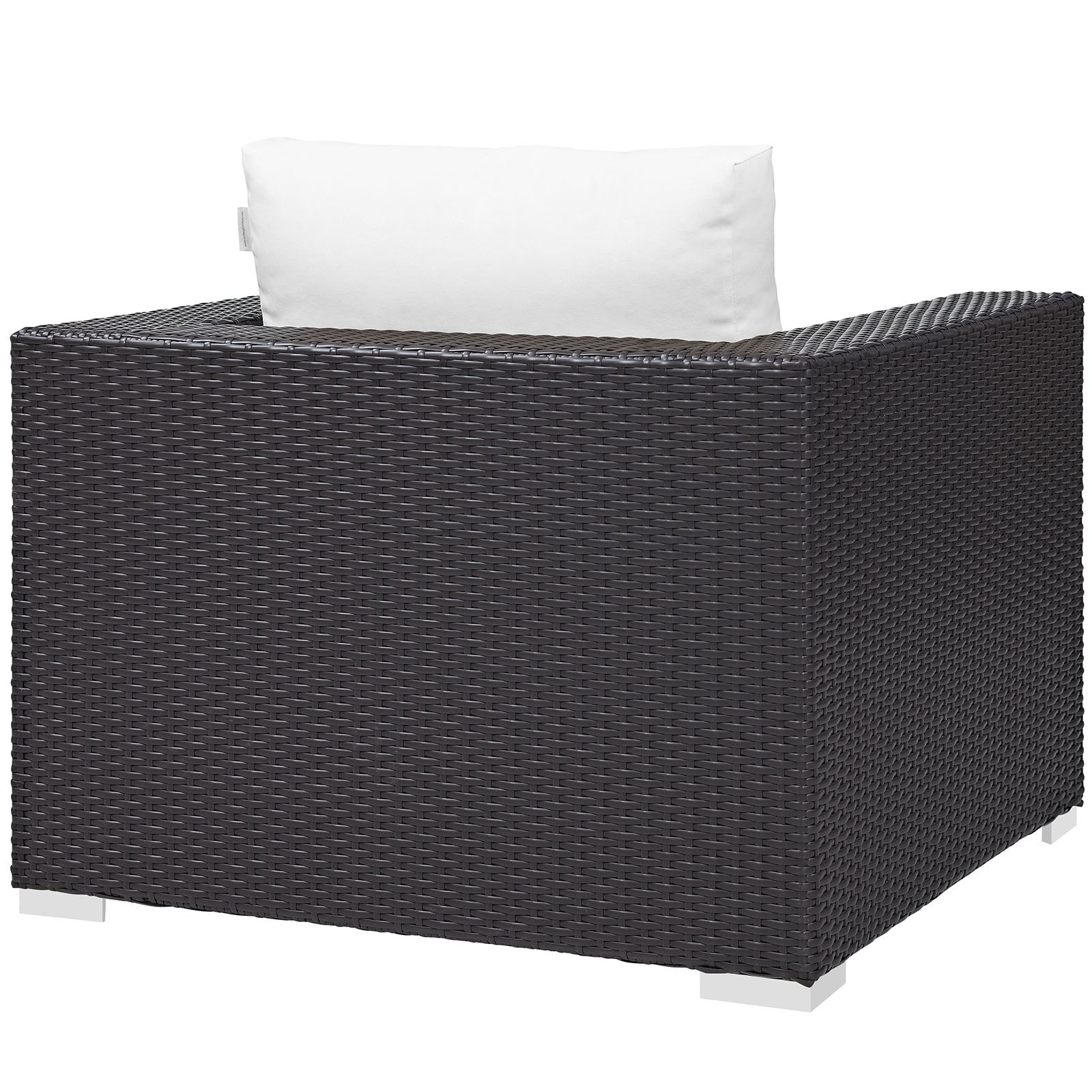 Modway Convene Wicker Rattan Outdoor Patio Arm Chair with Cushions in Espresso White