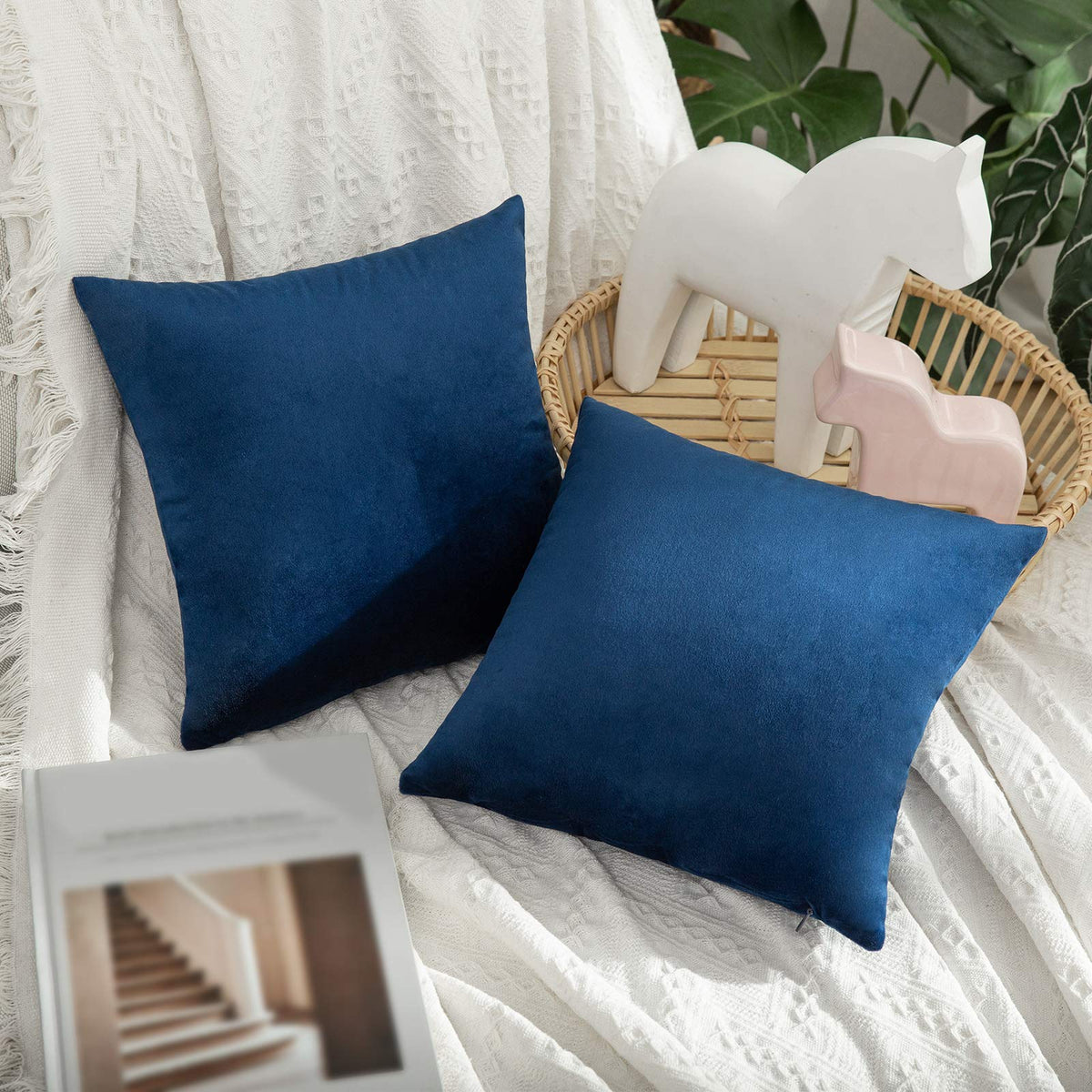 Miulee Pack Of 2 Velvet Pillow Covers Decorative Square Pillowcase Soft Solid Cushion Case For Spring Sofa Bedroom Car 14X14 Inc