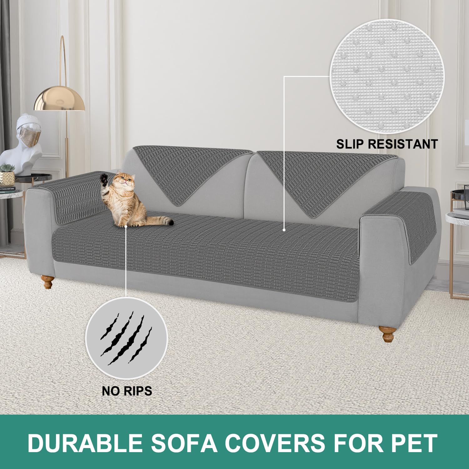 Foxdecor Dog Bed Cover Couch Cover For Pet, Anti-Slip Couch Pads For Sofa Chair Recliner Bed Furniture Protector, 32X82 Inch Dar