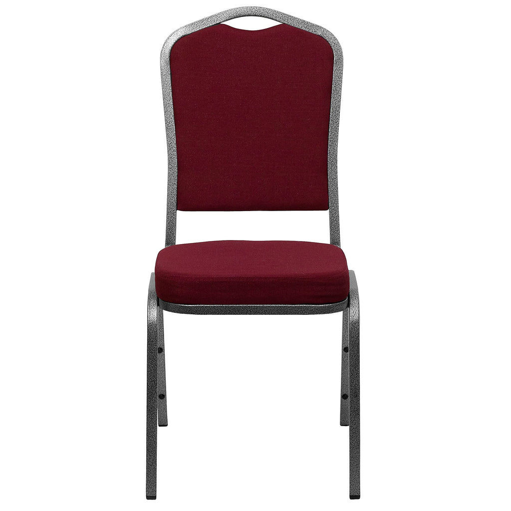 Flash Furniture Hercules Series Crown Back Stacking Banquet Chair In Burgundy Fabric With Silver Vein Frame [Fd-C01-Silvervein-3169-Gg]