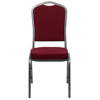 Flash Furniture Hercules Series Crown Back Stacking Banquet Chair In Burgundy Fabric With Silver Vein Frame [Fd-C01-Silvervein-3169-Gg]