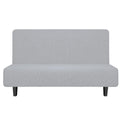 Easy-Going Stretch Futon Sofa Slipcover Armless Sofa Bed Cover Furniture Protector Without Armrests With Elastic Bottom For Kids,Soft Jacquard Fabric Small Checks(Medium Futon,Silver Gray