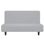 Easy-Going Stretch Futon Sofa Slipcover Armless Sofa Bed Cover Furniture Protector Without Armrests With Elastic Bottom For Kids,Soft Jacquard Fabric Small Checks(Medium Futon,Silver Gray