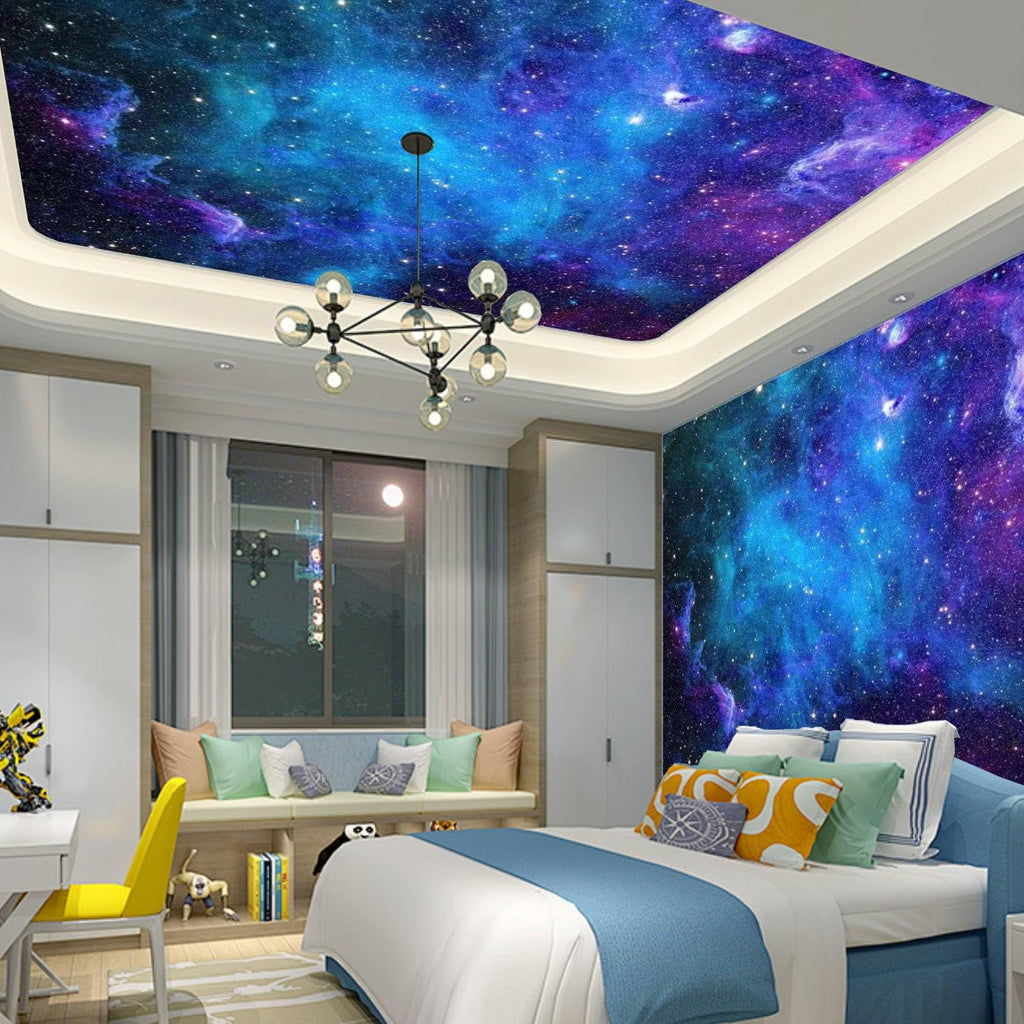 Apdidl Extra Large Galaxy Space Tapestry For Bedroom Aesthetic 90'' X 71'' Blue Starry Sky Stars Universe Tapestry Mysterious Ne