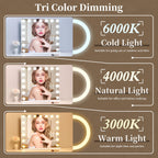 Nusvan Vanity Mirror With Lights,Makeup Mirror With Lights With 17 Dimmable Led Bulbs, 3 Color Lighting Modes Detachable 10X Mag