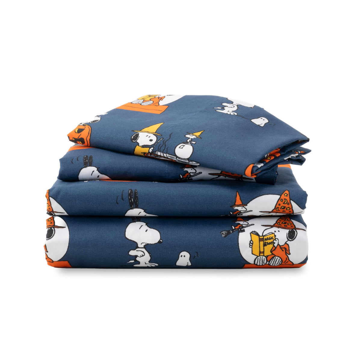 Berkshire Blanket Peanuts Kids Sheet Set Full Size - 4 Pieces,Cute Character Snoopy Printed Soft Microfiber Bed Sheets,Halloween