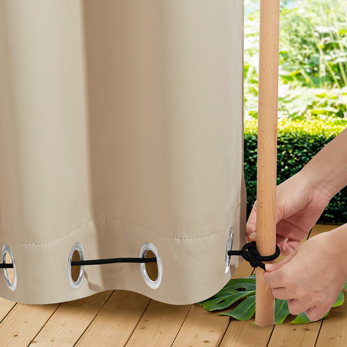 Nicetown 2 Panels Weighted Blackout Cabana Curtains Outdoor Patio, W52 X L84 Windproof Top & Bottom Grommet & Back Tab, Thermal