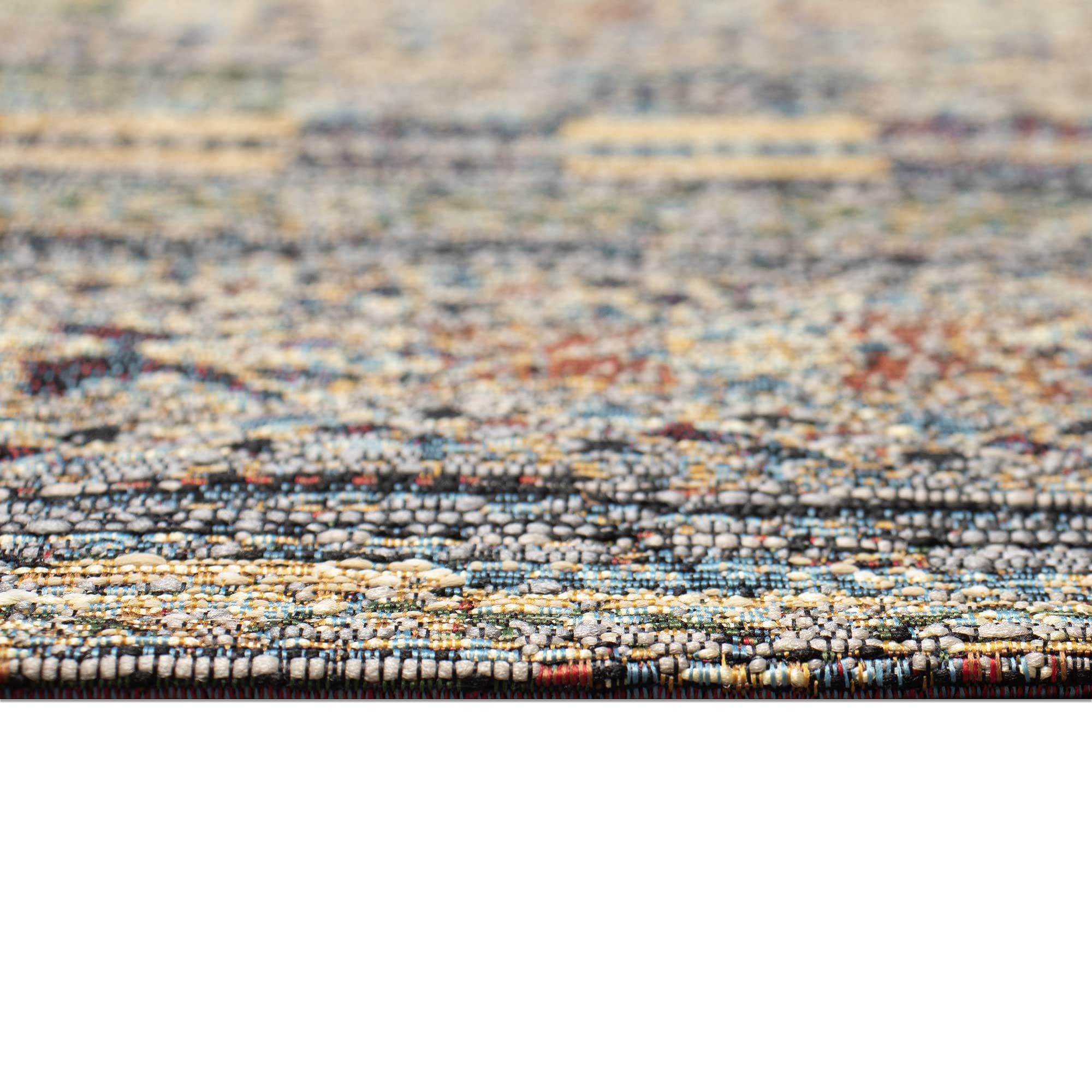 Liora Manne Marina Low Profile Durable Indoor/Outdoor Woven Rug- Tribal Stripe Black 6'6' X 9'4'