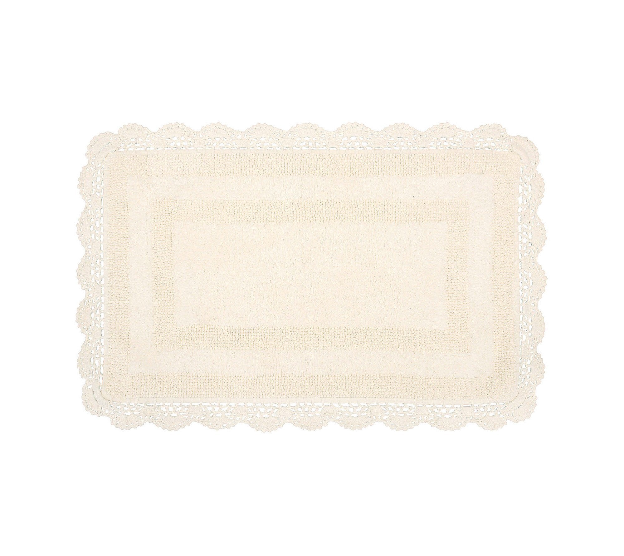 Laura Ashley Crochet Cotton 21x34 Bath Rug, Ivory