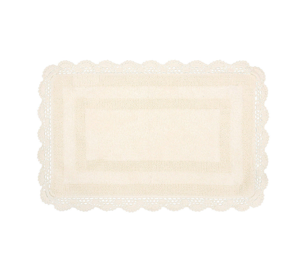Laura Ashley Crochet Cotton 21x34 Bath Rug, Ivory