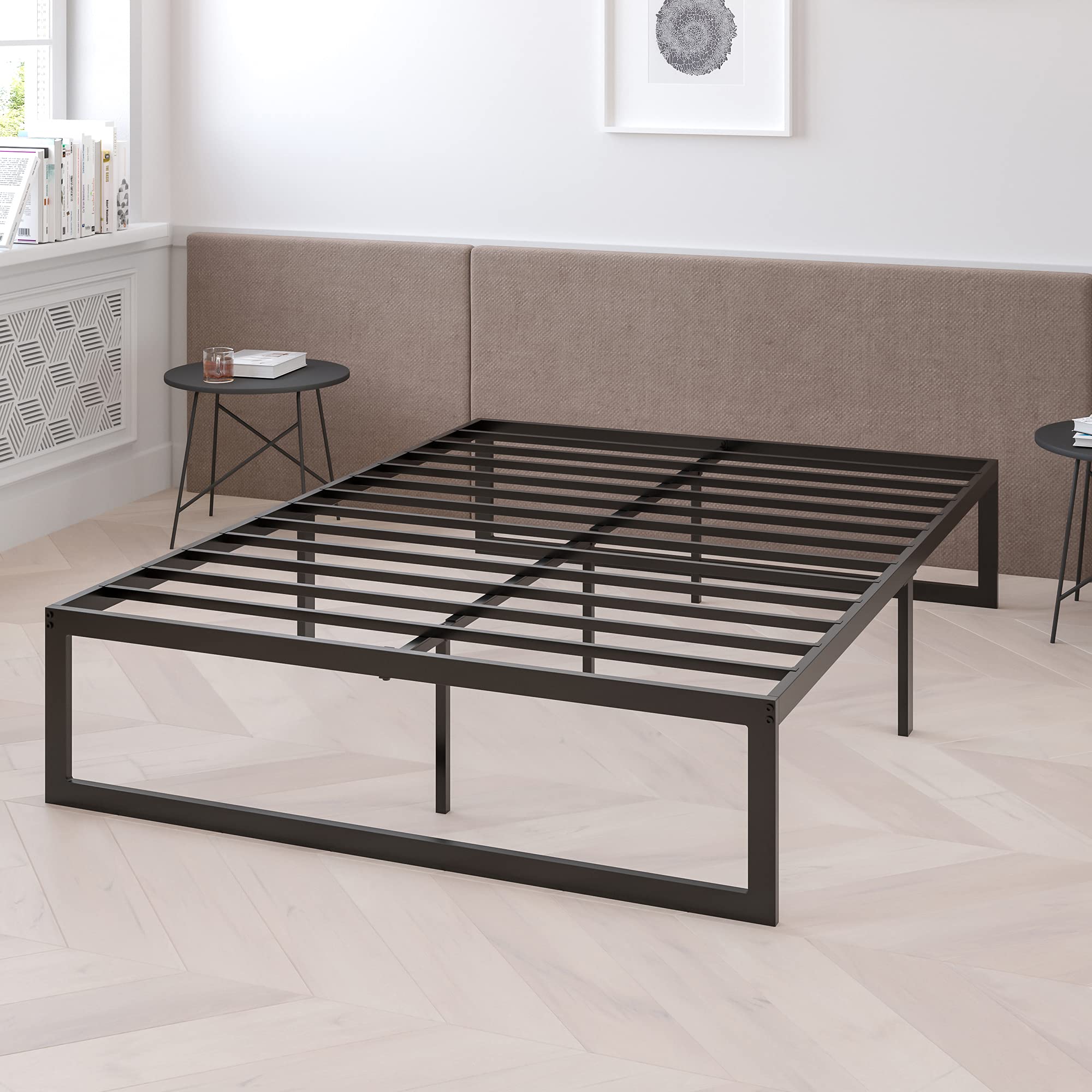 Flash Furniture Louis 14 Inch Metal Platform Bed Frame with 12 Inch Memory Foam Pocket Spring Mattress in a Box (No Box Spring Required) - Full