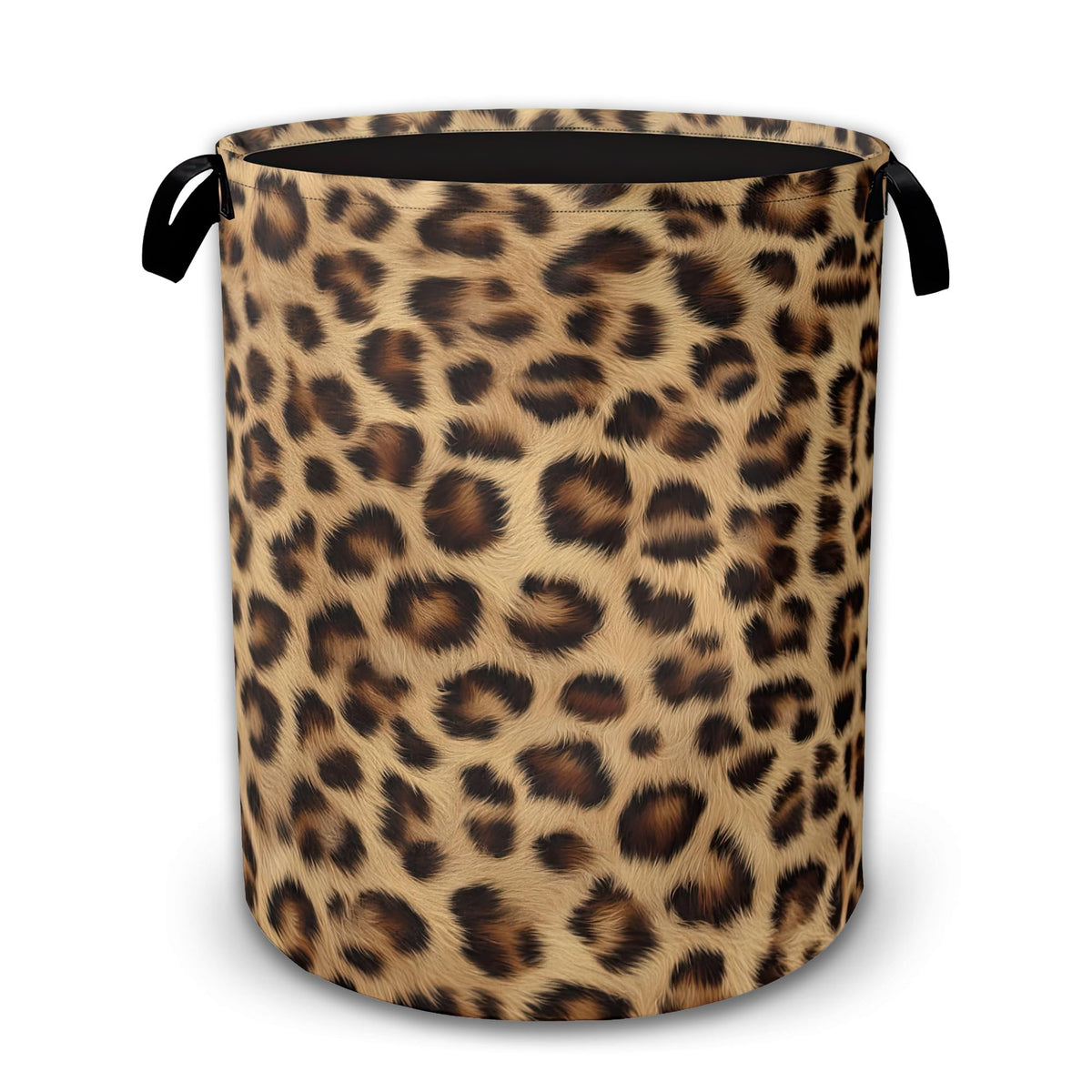 Leopard Print Laundry Basket,Animal Skin Collapsible Laundry Baskets with Handles,Waterproof Oxford Cloth Hamper,Storage Organiz