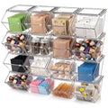 Yerliker 16 Pcs Clear Stackable Storage Bins with Lids for Pantry