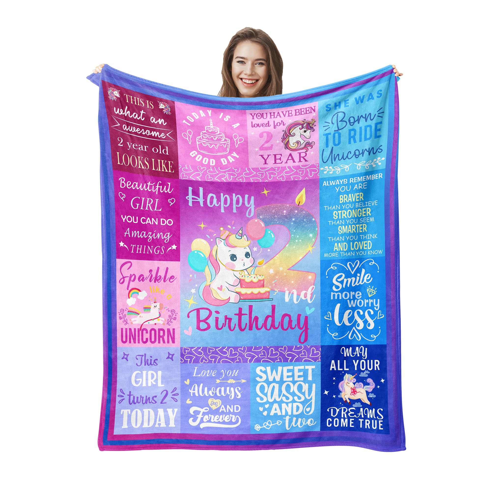 Pozevan 2 Year Old Girl Birthday Gift Blanket, Gifts For 2 Year Old Girls, 2 Year Old Girl Gifts, Two Year Old Girl Birthday Gif