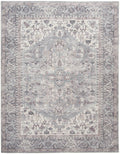 HomeRoots 522536 8 x 10 ft. Gray Floral Power Loom Distressed Rectangle Traditional Area Rug