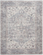 HomeRoots 522536 8 x 10 ft. Gray Floral Power Loom Distressed Rectangle Traditional Area Rug