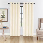 SMILETIME Ivory White 72 in Long Velvet Curtains with Grommet, Thermal Insulated Super Soft Privacy Noise Reducing Light Blockin