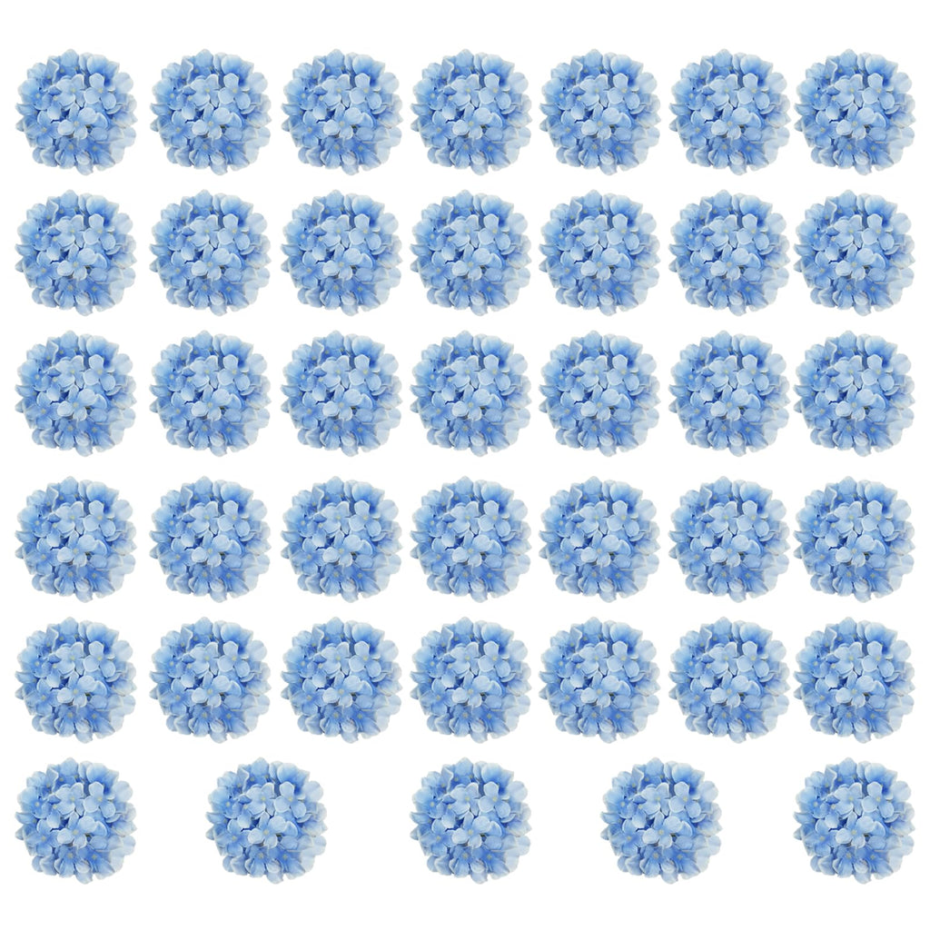 Cherica Blue Hydrangea Artificial Flowers Bulk, 40 Pcs Faux Hydrangea Flowers Heads, Artificial Fake Silk Hydrangea Flowers with