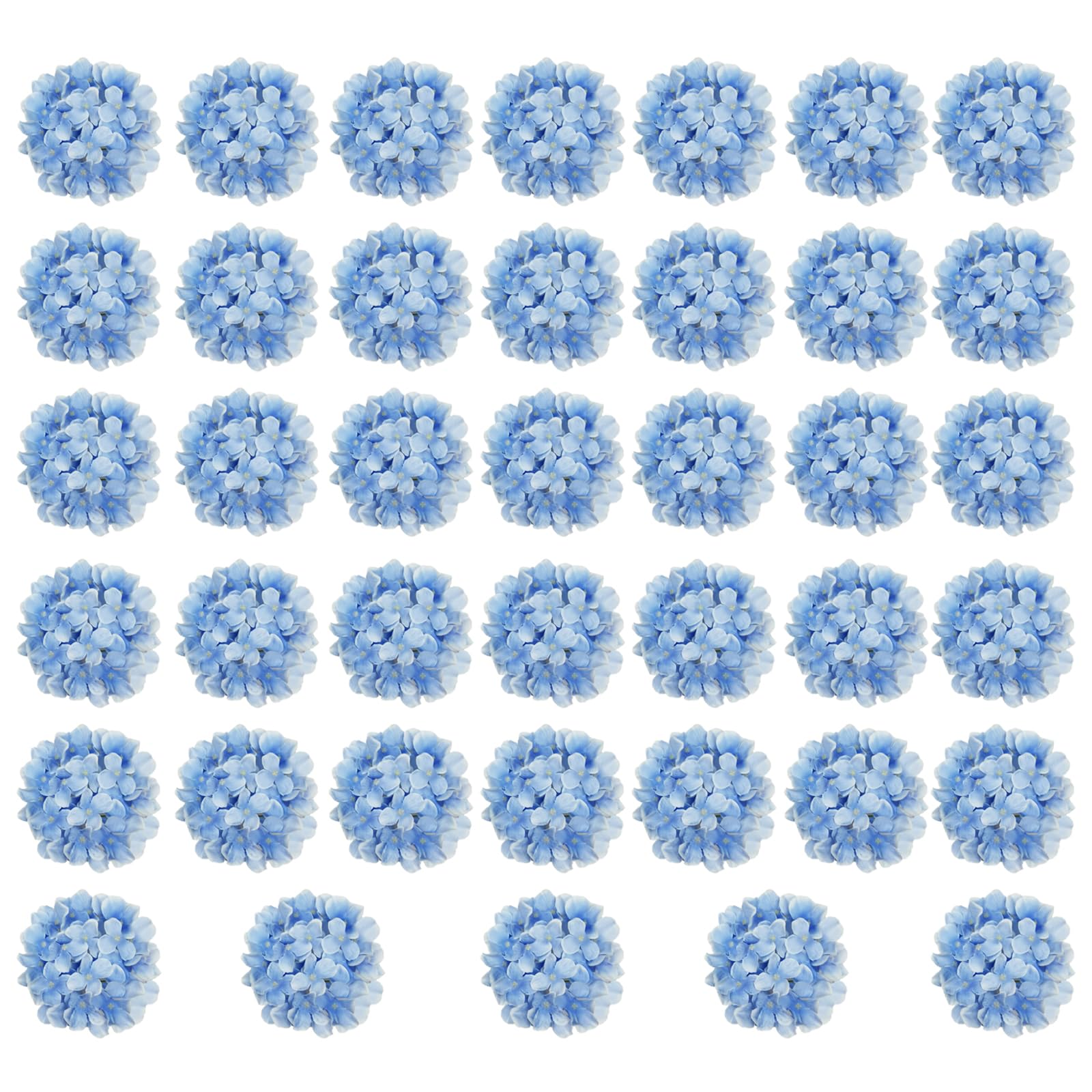 Cherica Blue Hydrangea Artificial Flowers Bulk, 40 Pcs Faux Hydrangea Flowers Heads, Artificial Fake Silk Hydrangea Flowers with