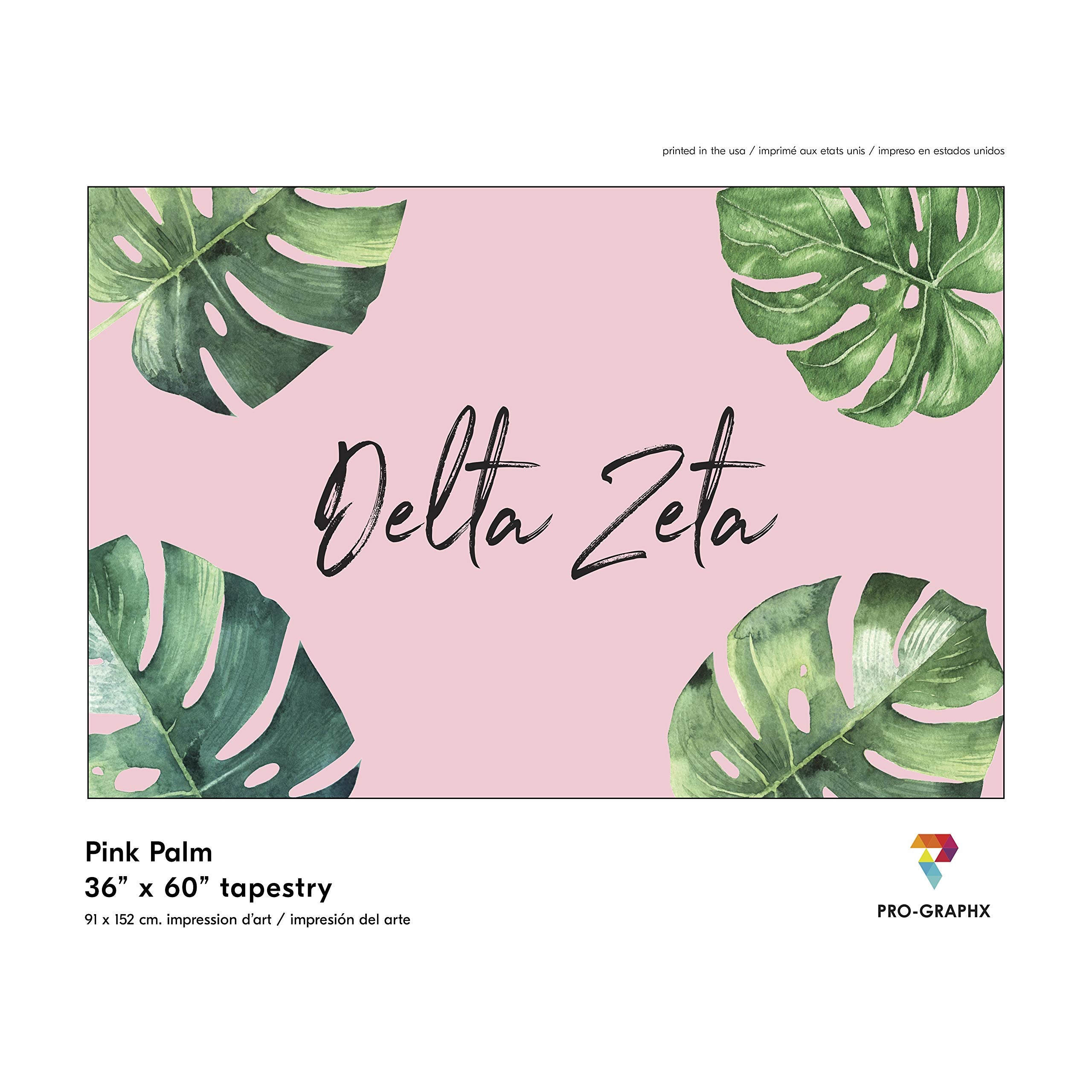 Pro-Graphx Delta Zeta Greek Sorority & Fraternity Flag Officially Licensed, Tapestry, Display Banner, Sign, Letter Pattern Large
