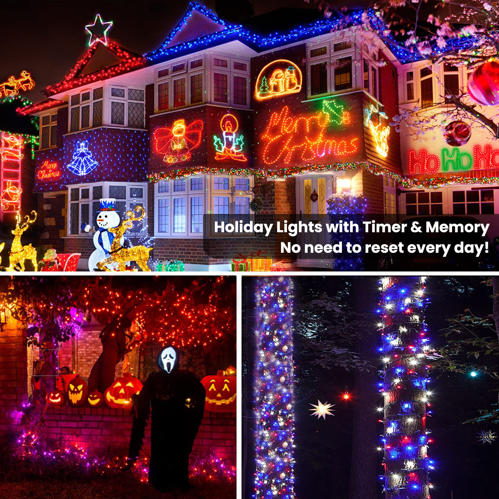 Brizled Color Changing String Lights 98Ft 300 Led Rgb Christmas Lights Dimmable Multifunctional Christmas Lights With Remote For