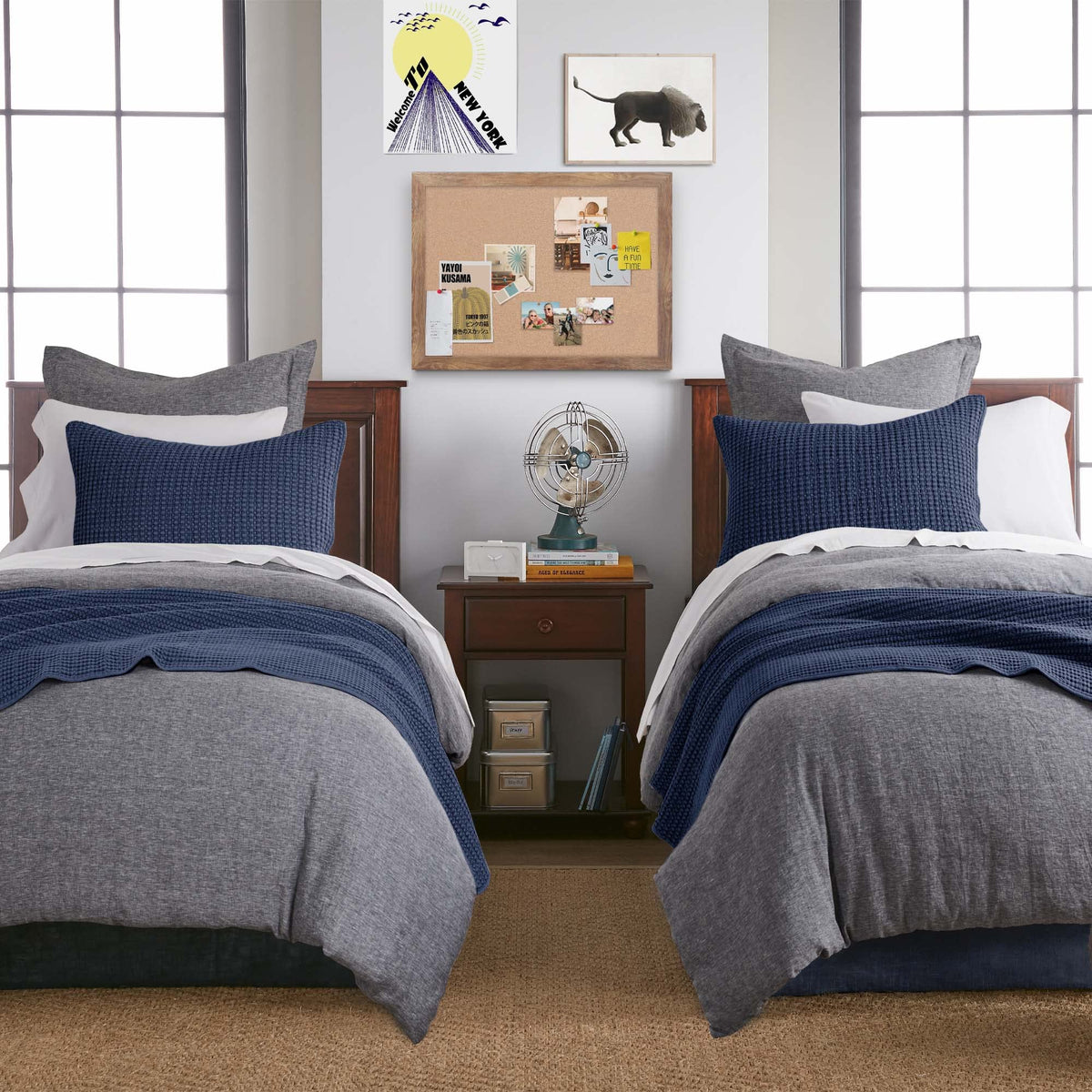 Levtex Home - Mills Waffle - Twin Quilt Set - Navy Cotton Waffle - Quilt Size (68 X 86In.), Sham Size (26 X 20In.)