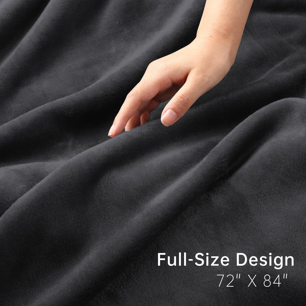 Mcjaw Electric Heated Blanket 72''X 84'' Full Size, 4 Heating Levels And 10 Hours Auto Off, Lightweight And Breathable - Ebony