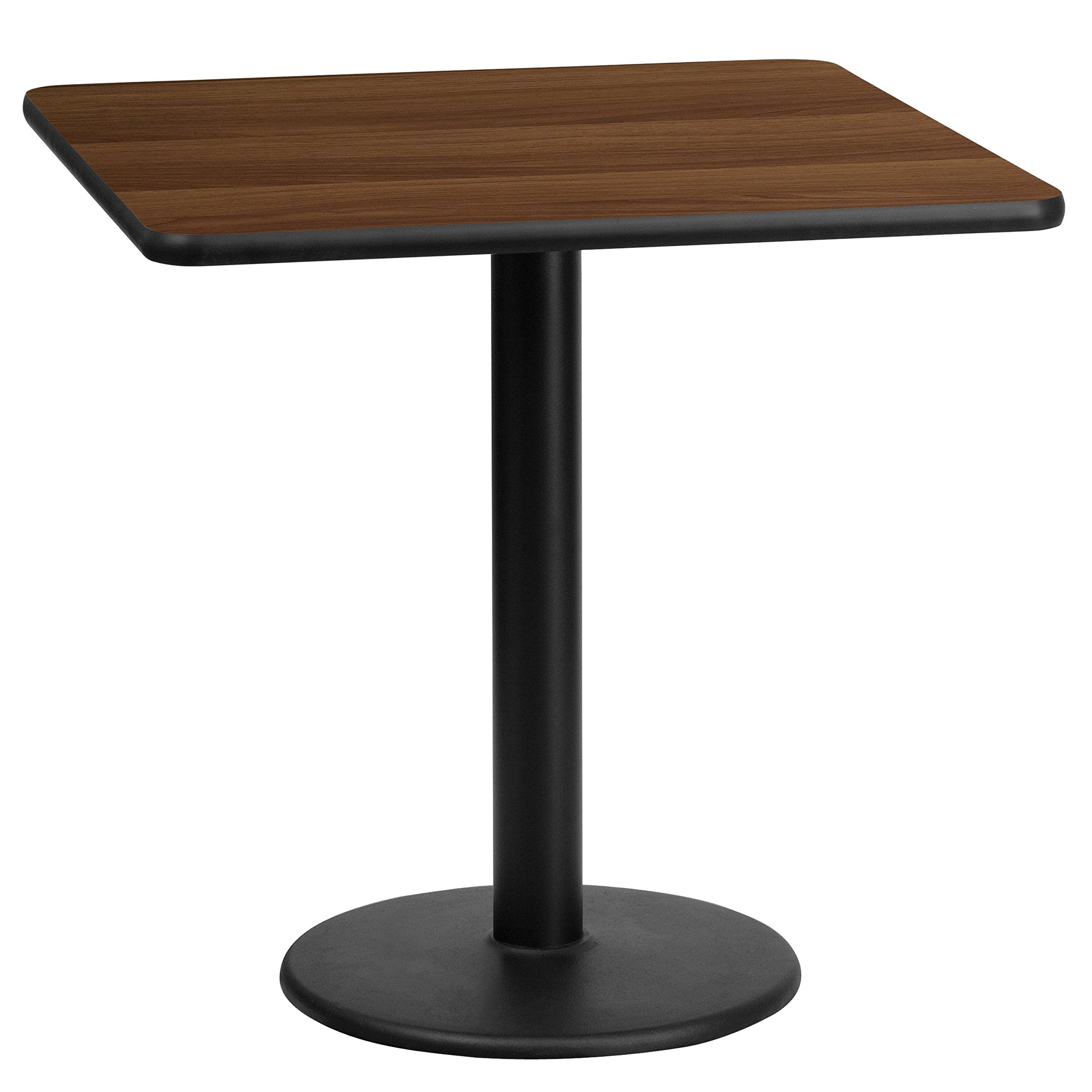 Flash Furniture Graniss 24'' Square Walnut Laminate Table Top with 18'' Round Table Height Base