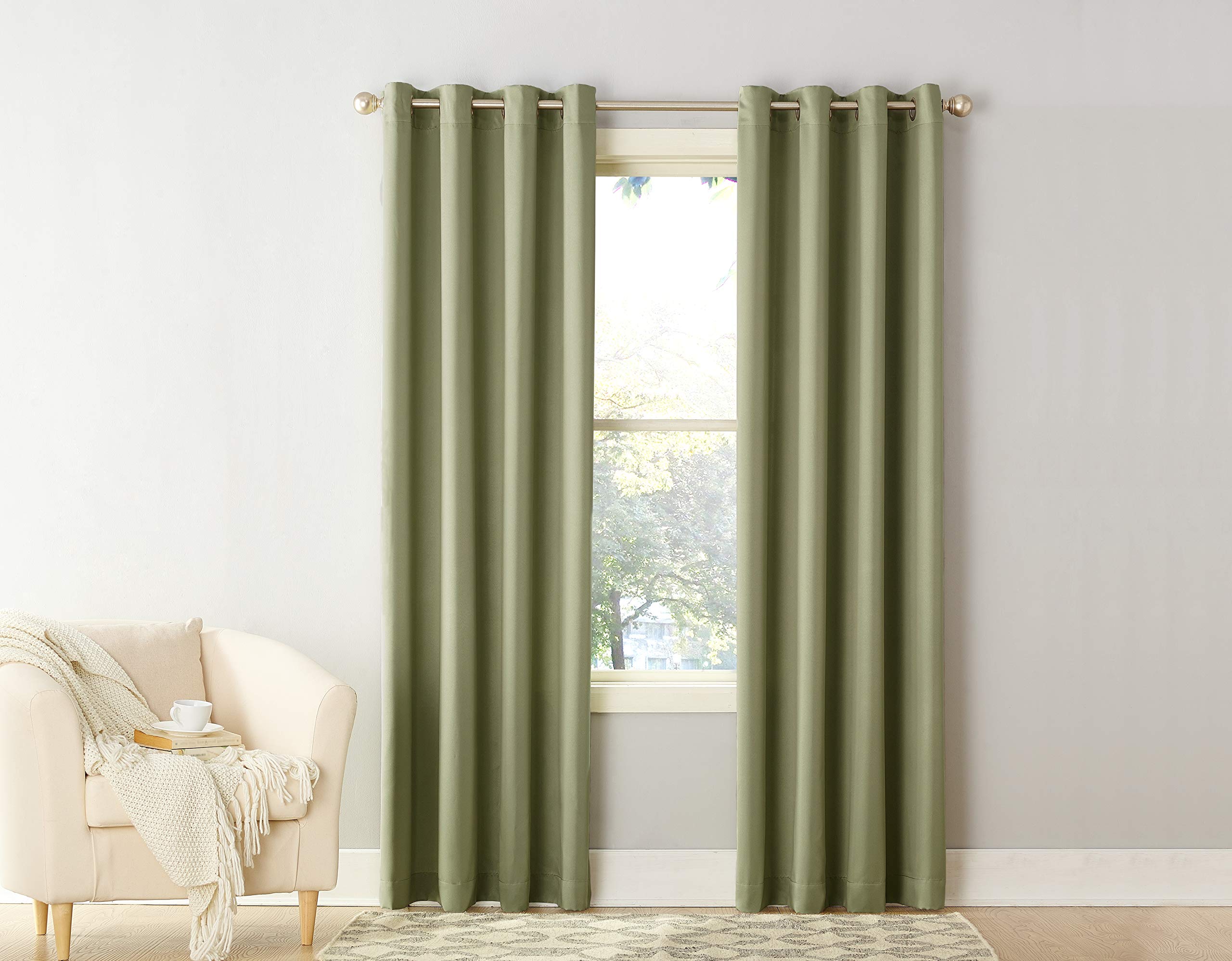 Sun Zero - 53408 Becca Energy Efficient Grommet Curtain Panel, 40'' X 84'', Sage Green
