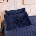 Liferevo 2 Pack Royal Blue Shaggy Plush Faux Fur Pillow Shams Velvet Reverse,20 'X36 ' Fluffy Decorative Pillowcases With Zipp