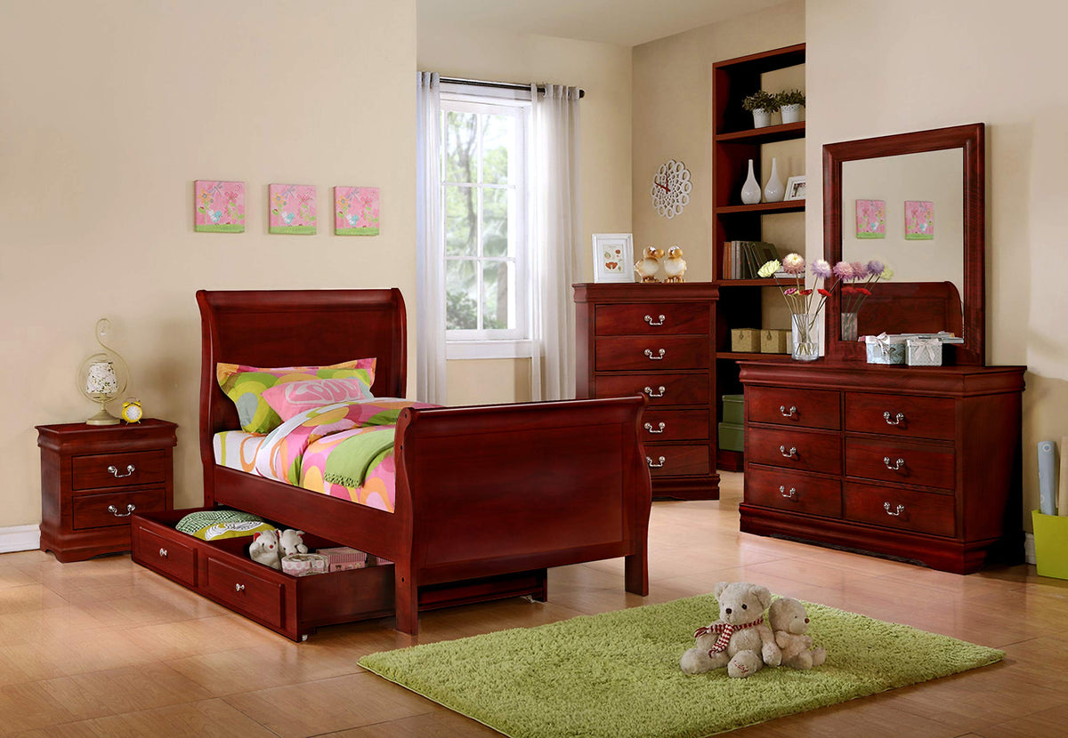 Bella E. Emmet 4-Piece Bedroom Set, Twin, Cherry