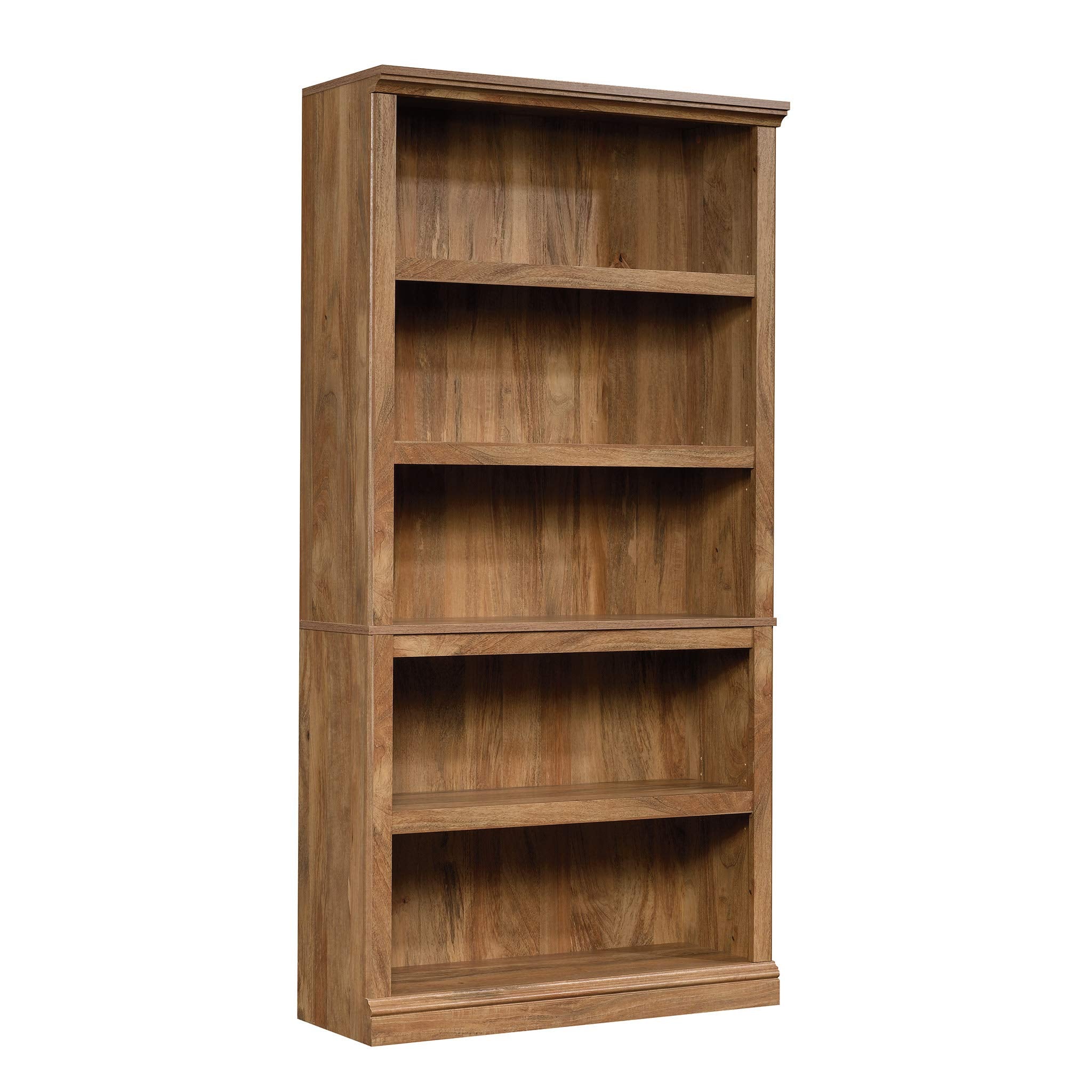 Sauder 5 Tier Book Shelf Wooden Bookcase Multipurpose Bookshelf for Home Office, Living Room, in Sindoori Mango