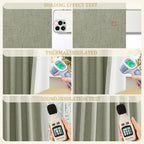 Jowels Sage Green Linen Blackout Curtains 84 Length 2 Panels Set For Living Room Bedroom, 100% Black Out Thermal Insulated Linen