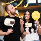 Birthday Photo Booth Props - 41-Pc Photo Prop Kit With 8 X 10-Inch Sign, 60 Adhesive Pads, 45 Sticks - Birthday Photo Props - Bi