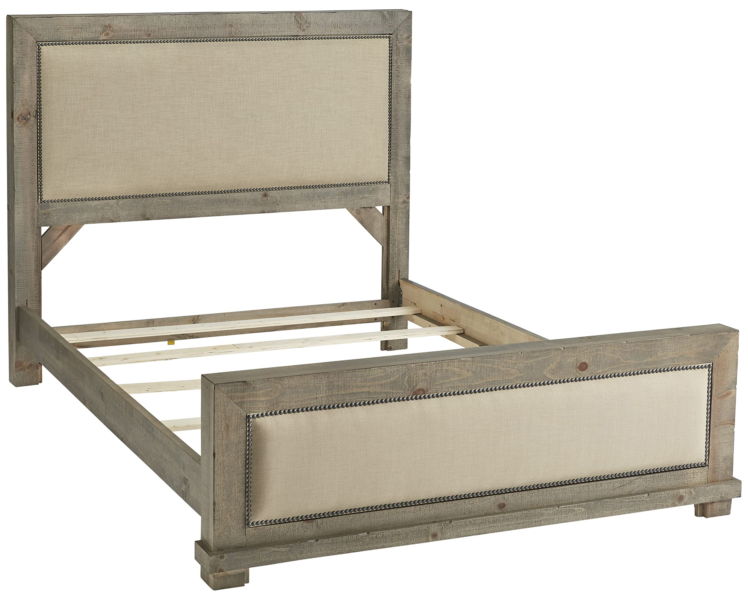 Progressive Furniture King Willow Upholstered Bed, Weathered Gray